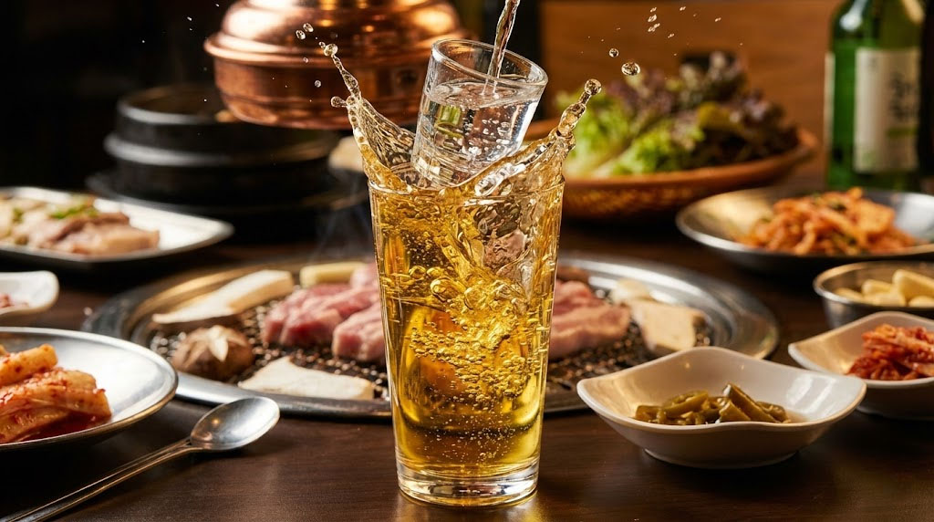 Mixing beer and spirit is a popular way of how to drink Korean soju